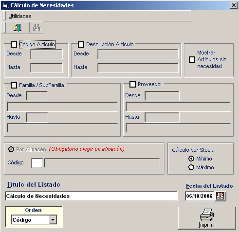 Calculo de Necesidades